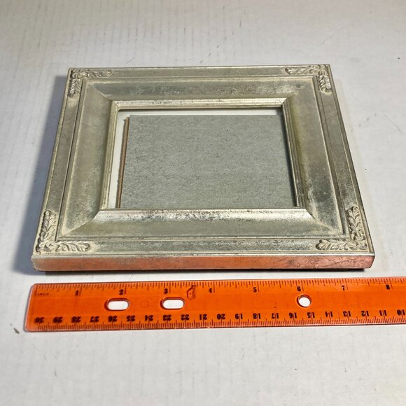 Vintage Art Deco Gold Tone Wood Leaf Picture Frame 4X5" Photo Distressed Finish - Picture 12 of 13